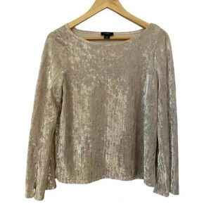 Halogen Womens Velvet Velour Grey Blouse